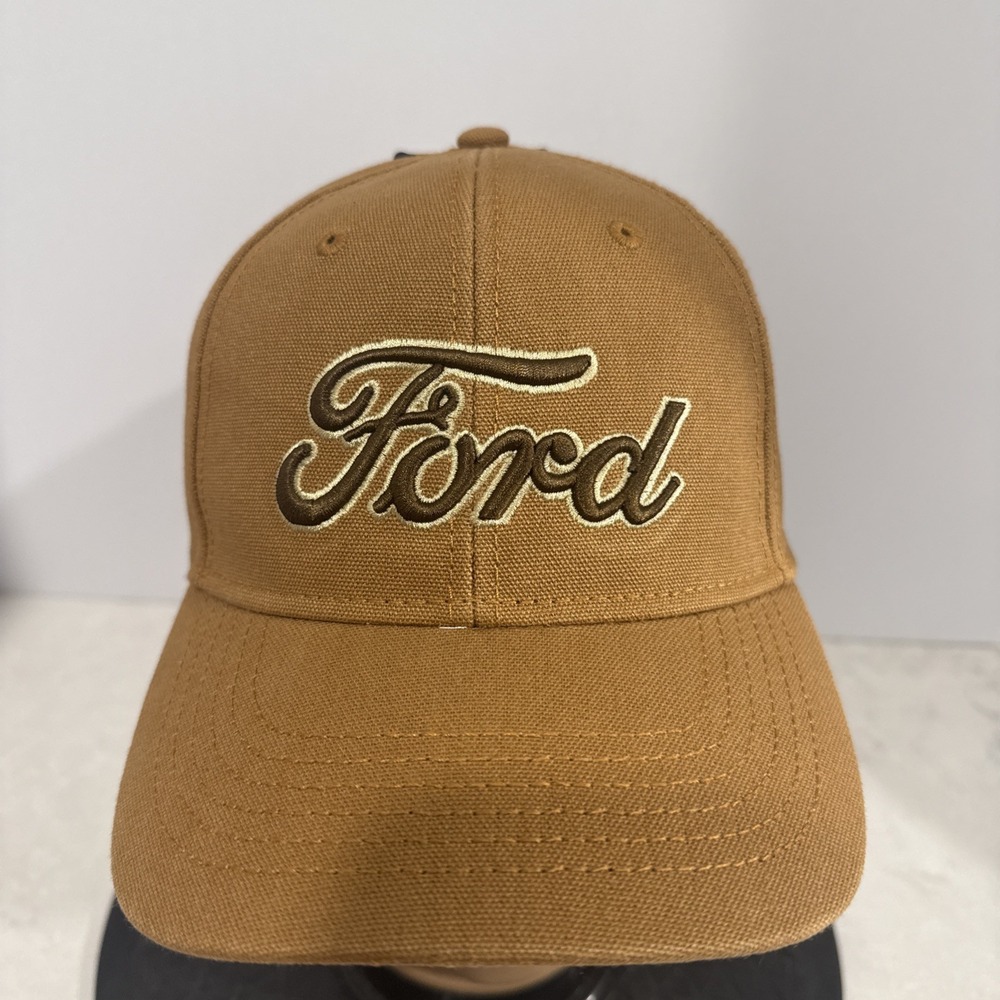 Ford Hat Cap Snap Back TAN BRN Black Embroidered SCRIPT Baseball Mens NWT